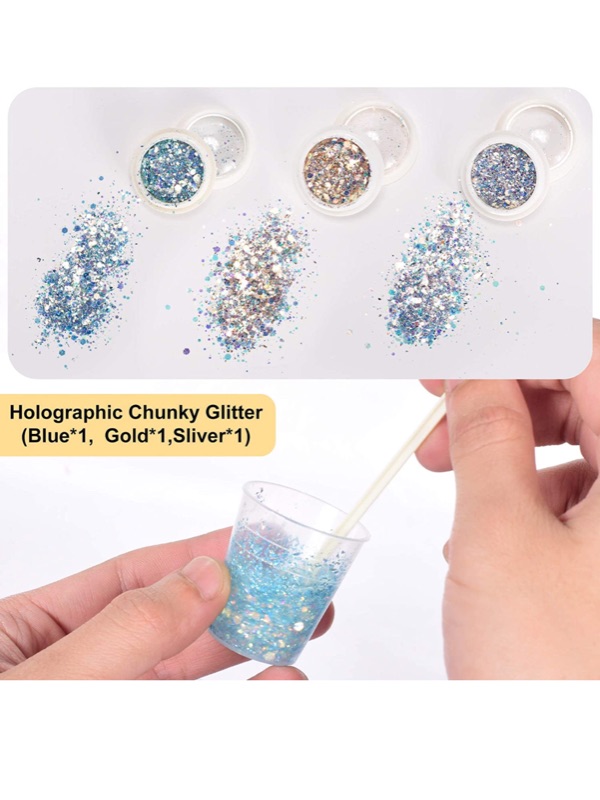 Photo 4 of ANSUE Silicone Measuring Cups for Epoxy Resin, 250ML Large Resin Mixing Cups Reusable, 130PCS Resin Tools Supplies Kit with Silicone Mat and Holographic Chunky Glitter.