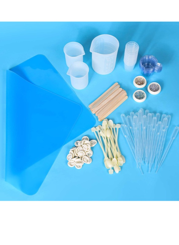 Photo 2 of ANSUE Silicone Measuring Cups for Epoxy Resin, 250ML Large Resin Mixing Cups Reusable, 130PCS Resin Tools Supplies Kit with Silicone Mat and Holographic Chunky Glitter.