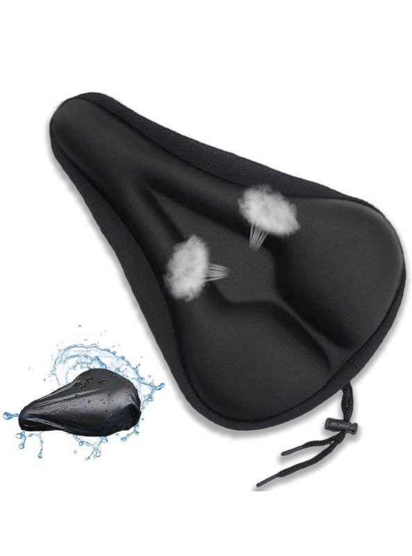 Photo 1 of Bike Seat Cushion for Men Women Comfort Bicycle Padded Bike Seat Cover Waterproof Exercise Bike Saddle Cover Fits for Peloton Stationary Mountain Bikes, Indoor Outdoor Cycling