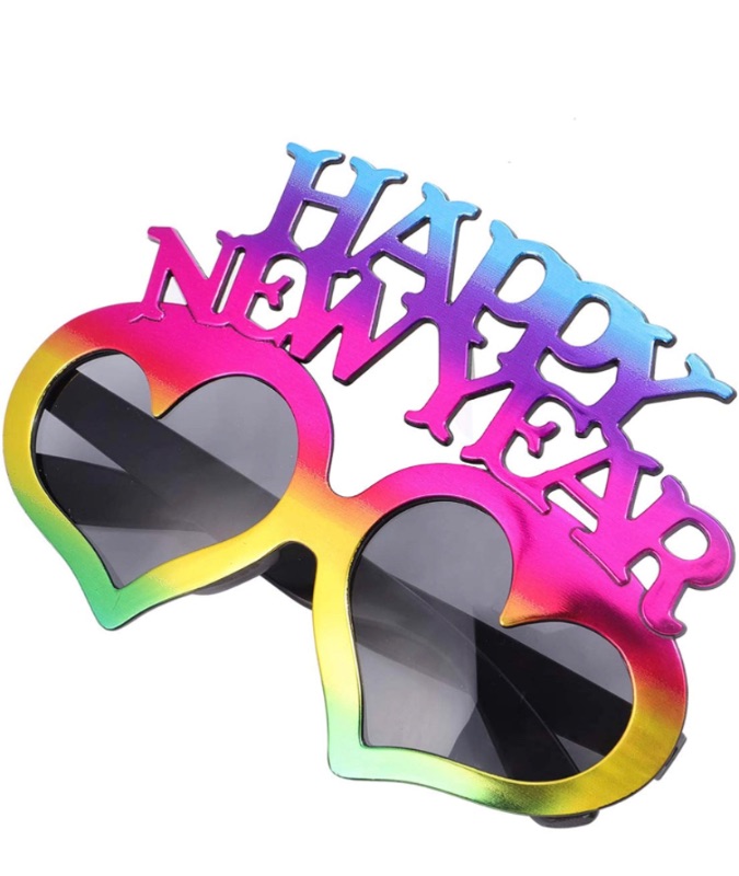 Photo 1 of PRETYZOOM Happy New Year Eyeglasses 2021 Party Heart Sungalsses Dress Up Eyewear Props Novelty Glasses for 2021 New Year Eve Party Supplies