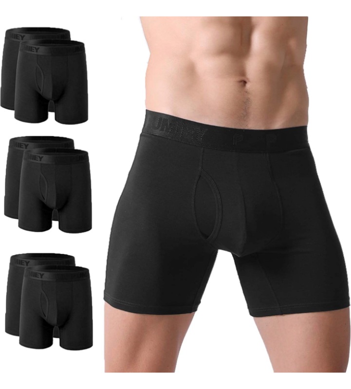 Photo 1 of PUMIEY Mens Underwear Boxer Briefs Long Leg Cotton Best Comfortable Breathable Wicking No Ride Up 6 Pack size Small