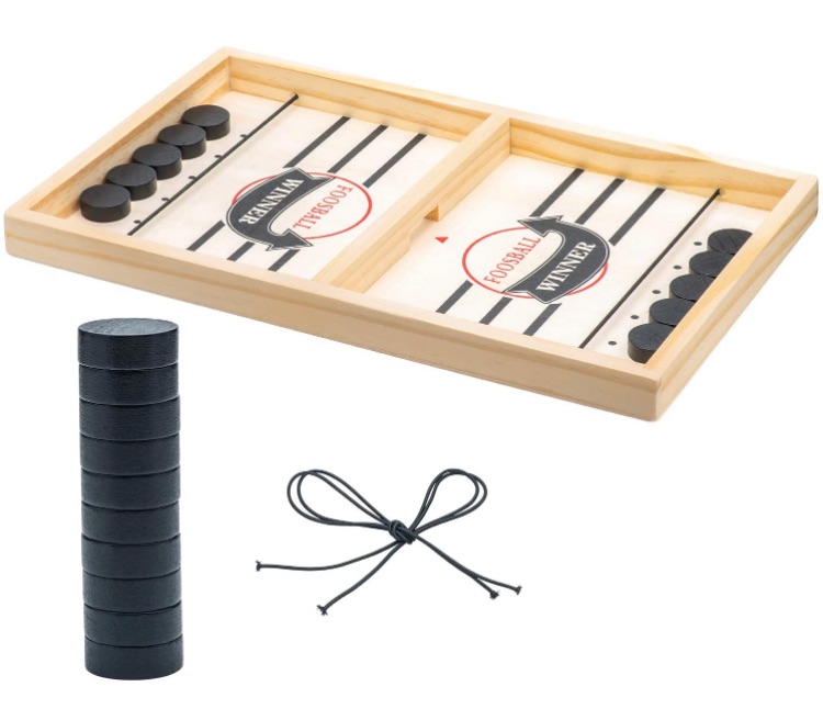 Photo 1 of PUBGAMER Fast Sling Puck Game, Sling Games Fast Sling Puck Table Game Paced Sling Puck Winner Wood Board Sport Toys (Small Size Suitable for Kids Child & Family), Come with Spare Piece and Spring Rope