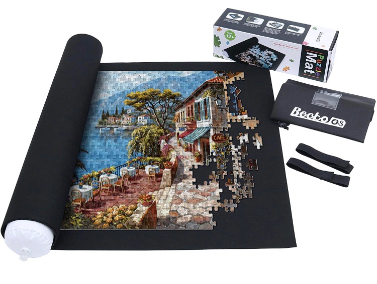 Photo 1 of Becko Puzzle Mat Roll Up Puzzle Mats for Jigsaw Puzzles Puzzle Roll Up Mat Puzzle Keeper Puzzle Storage with Drawstring Storage Bag for Up to 1500 Pieces