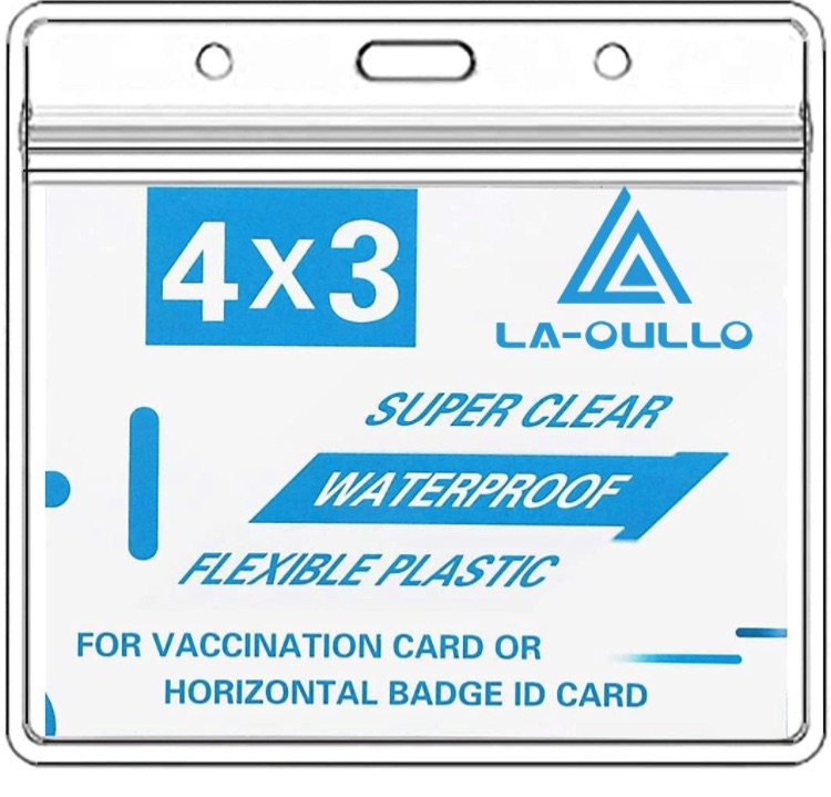 Photo 1 of CDC Vaccination Card Protector 4 X 3 in for Immunization Record Horizontal ID Card Holder, Name Tag Badge Clear Soft Vinyl Plastic Sleeve with Waterproof,3 Lanyard Slots for Events Travel (3 Pack) 4 sets