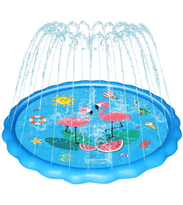 Photo 1 of WOWGO Splash Pad for Kids - Upgraded 68" Children's Sprinkler Play Mat Summer Outdoor Water Pool Toys Wading Pool for Toddlers Baby, Outside Water Play Mat for 3-12 Years Old Children Boys Girls