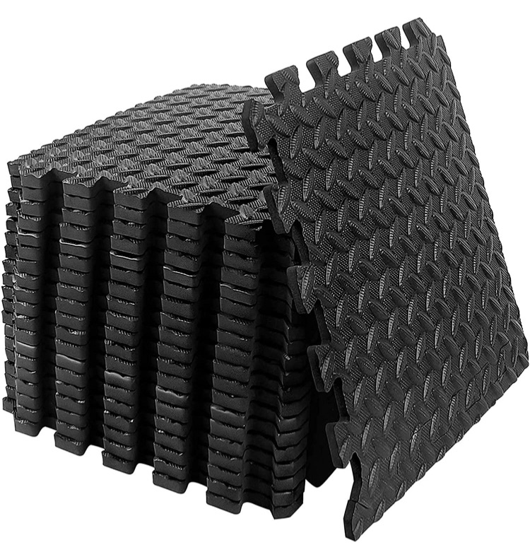 Photo 1 of 20PCS Puzzle Exercise Floor Mat, Gym Flooring for Home Gym with EVA Foam Interlocking Tiles for Gyms, Yoga, Outdoor Workout, Kids, Foam Thick Workout Mat 20 Square Feet (Black)