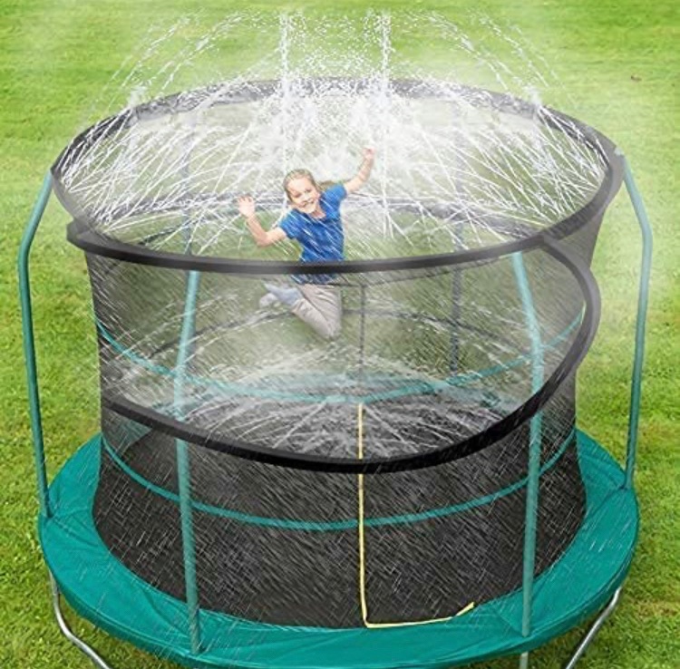 Photo 1 of ARTBECK Trampoline Sprinkler for Kids, Outdoor Trampoline Water Park Sprinklers for Boys Girls, Trampoline Accessories for Summer Fun Backyard Water Play Games 39ft