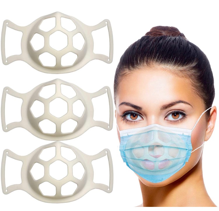 Photo 1 of 3D Bracket for Wearing Silicone Face Bracket Inner Support Frame for More Breathing Space Reusable Washable Translucent 3 packs