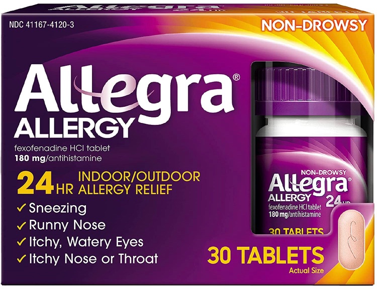 Photo 1 of Allegra Adult Non-Drowsy Antihistamine Tablets, 30-Count, 24-Hour Allergy Relief, 180 mg expires 7/2023