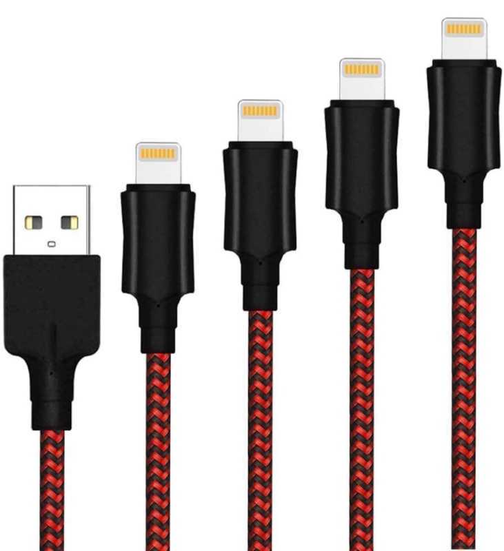 Photo 1 of Four pack of USB to lightning cables. 3 - 3ft, 1 - 10ft. Red