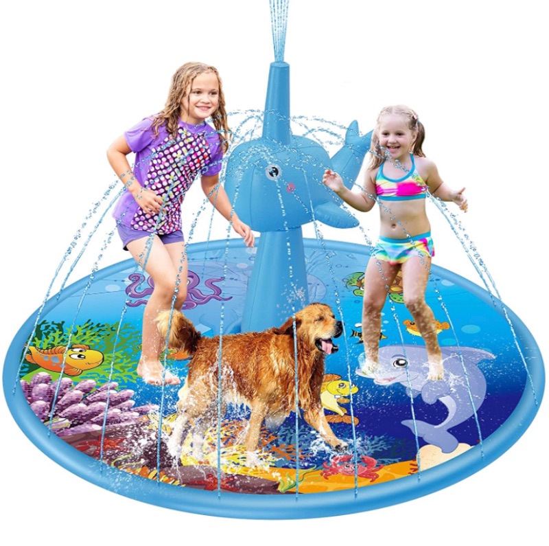 Photo 1 of HmiL-U Splash Pad 68"-Whale Sprinkler for Kids,Kids Pool, Outdoor Lawn Water Toys, Splash Pad, Wading Swimming Pool, Inflatable Splash Sprinkler Pad for Toddlers, Boys & Girls (2 pack)