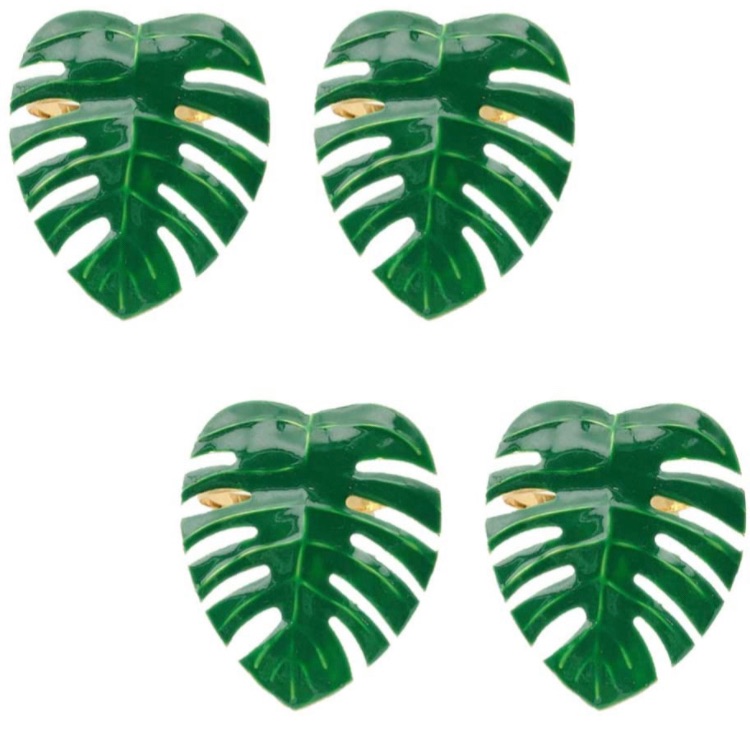 Photo 1 of BESTOYARD Palm Leaves Napkin Ring Christmas Napkin Rings Green Leaf Napkin Holders Serviette Buckles Dining Table Decoration Holiday Wedding Tropical Party Supplies 4pcs