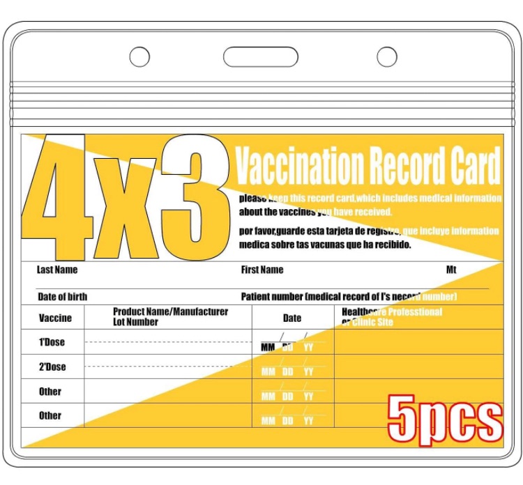 Photo 1 of 5 Pack - CDC Vaccination Card Protector 4 X 3 Inches for Immunization Record Vaccinate Card Holder, Plastic Sleeve with Waterproof Type Resealable Zip

4 Pack Waterproof Card Protector Vacci-ne Card 4.2'' X 3.5'', Clear Vacci-Nation Card Holder Horizontal