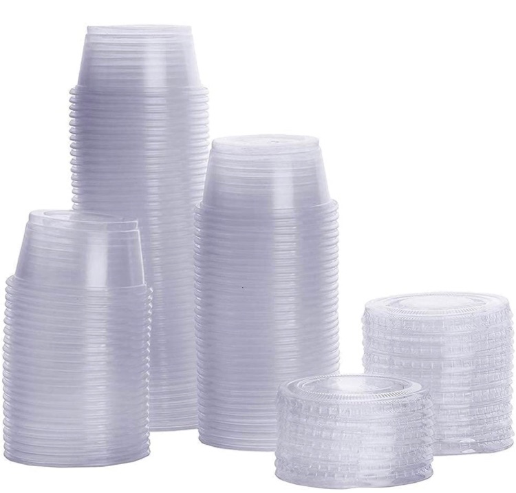 Photo 1 of [250 Set - 3.25oz] PTG Clear Disposable Plastic Portion, Souffle, Condiment, Jello Shot Cups with Lids