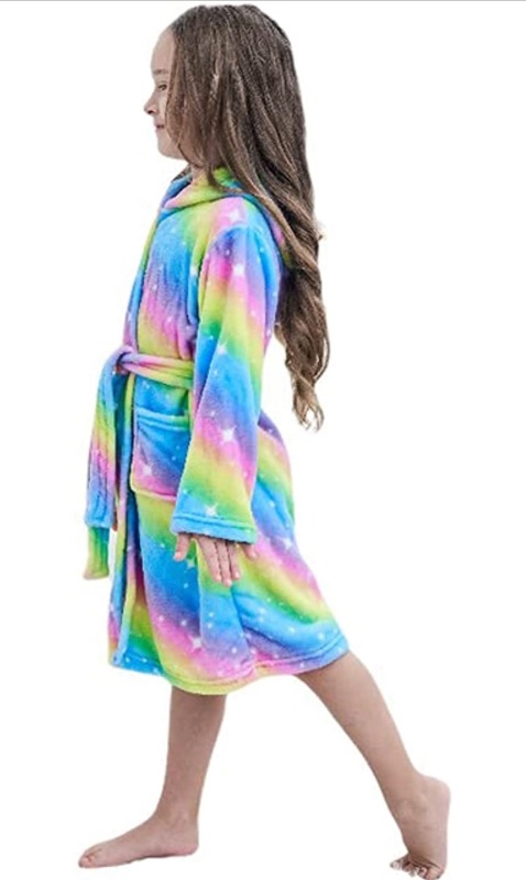 Photo 1 of Collon Fire 2021 Newest Unicorn Bathrobe for Girls,Premium Flannel Hooded Robe-Unicorn Gifts size 11