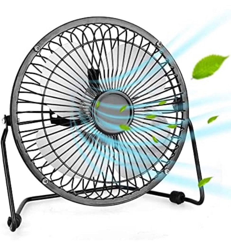 Photo 1 of Desk Fan Small Table Fan Metal USB Fan 6-Inch Mini High Velocity Personal Fan for Desk Office Desktop Bedroom Sleeping Home, 2 Speed, 360° Tilt Angel,Quiet Operation