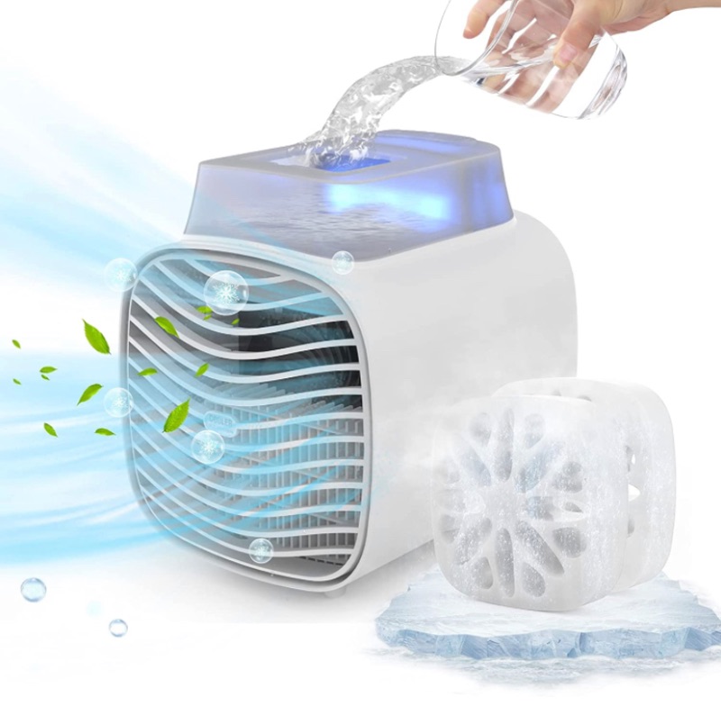 Photo 1 of Portable Rechargeable Portable Air Conditioner - USB Led Light Portable AC Unit with 2 Ice Crystal Box & 465 ML Water Tank & 3 Wind Speeds Personal Air Conditioner for Home, Small Room, Office