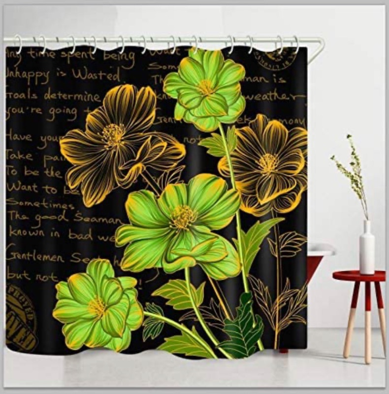 Photo 1 of BOVEU Spring Floral Shower Curtain, Waterproof Washable Decorative Bathroom Curtain. Size 60x72