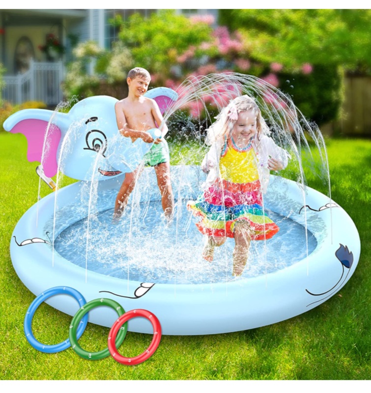 Photo 7 of AOLUXLM Sprinkler Pad - Toddler Inflatable Sprinkler Pool, Water Sprinkler Pad for Kids,Wading Swimming Outdoor Water Toy for Boys & Girls Age 3 4 5 6 Years Old