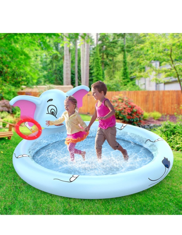 Photo 4 of AOLUXLM Sprinkler Pad - Toddler Inflatable Sprinkler Pool, Water Sprinkler Pad for Kids,Wading Swimming Outdoor Water Toy for Boys & Girls Age 3 4 5 6 Years Old