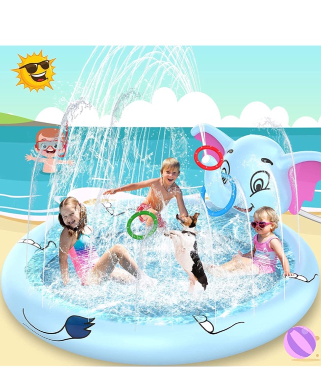 Photo 6 of AOLUXLM Sprinkler Pad - Toddler Inflatable Sprinkler Pool, Water Sprinkler Pad for Kids,Wading Swimming Outdoor Water Toy for Boys & Girls Age 3 4 5 6 Years Old