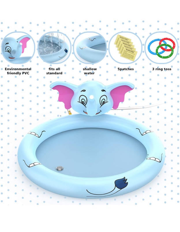 Photo 5 of AOLUXLM Sprinkler Pad - Toddler Inflatable Sprinkler Pool, Water Sprinkler Pad for Kids,Wading Swimming Outdoor Water Toy for Boys & Girls Age 3 4 5 6 Years Old