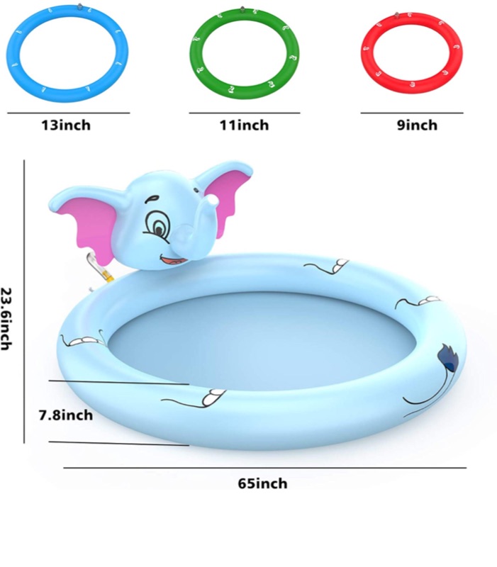 Photo 7 of AOLUXLM Sprinkler Pad - Toddler Inflatable Sprinkler Pool, Water Sprinkler Pad for Kids,Wading Swimming Outdoor Water Toy for Boys & Girls Age 3 4 5 6 Years Old