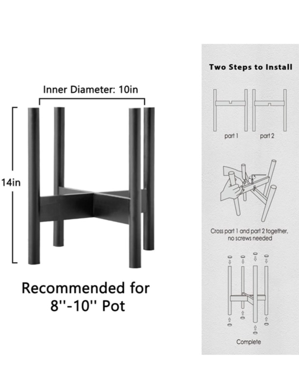 Photo 2 of BITLIFUN Plant Stand Mid Century Wood Pot Stand Indoor (Plant & Pot Not Included),Rustic Flower Pot Holder Plants Display Rack,Fits Up to 10" Pot Planter, Black-10''