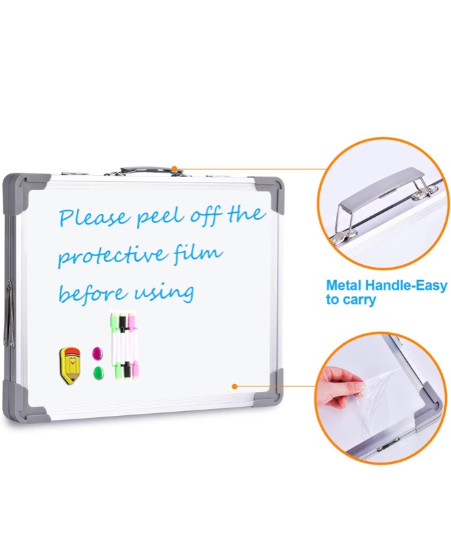 Photo 2 of CASEKEY White Board School Supplies Dry Erase Boards,Foldable Double Sided on Tabletop with Holder for Students Kids,Durable Portable Small Magnetic Board for Home School Office Supplies,15"x12"