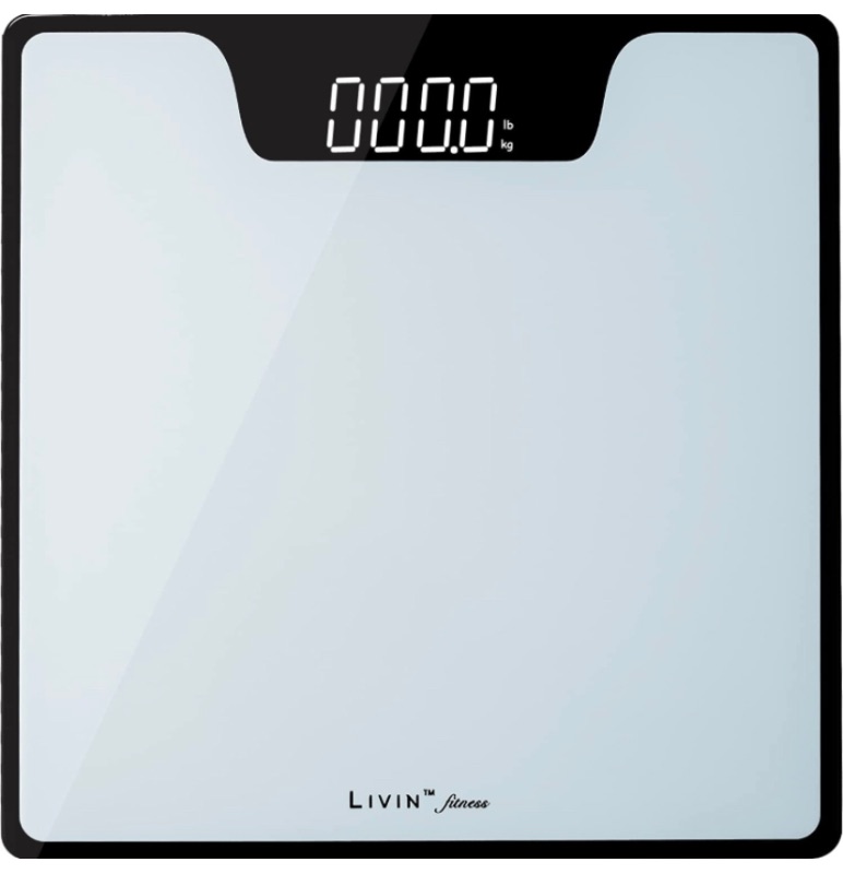 Photo 1 of LIVIN Digital Body Weight Scale, Digital Bathroom Scale w/ Extra Large LED Display, Tempered Glass Top, High Precision, Rounded Corners, Step-On & Auto-Off, Max 400 lbs /180 kgs, Batteries Included