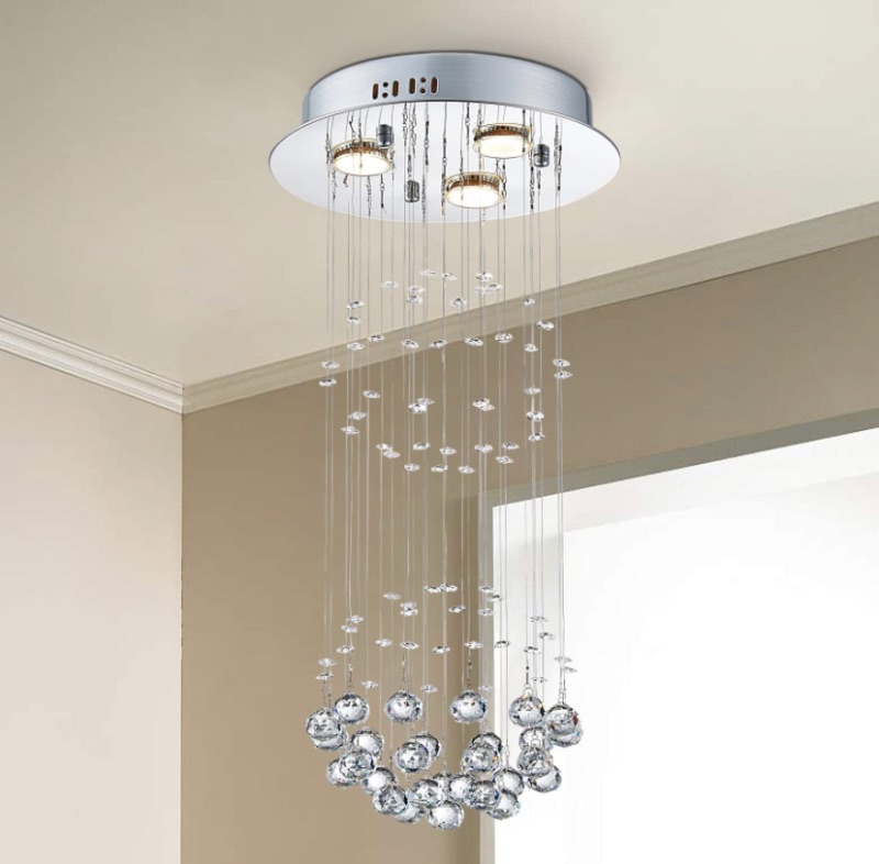 Photo 1 of WINNI WELL 3-Light Crystal Chandelier Modern Chandelier Light Fixture,Mini Chandelier Small Chandelier Lamp Modern Flush Mount Ceiling Light Fixtures,H27" x D12"