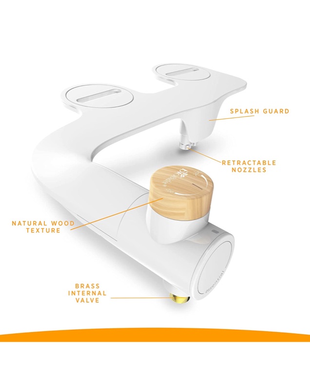 Photo 6 of Bio Bidet Essential Simple Bidet Toilet Attachment in White with Dual Nozzle, Fresh Water Spray, Non Electric, Easy to Install, Brass Inlet and Internal Valve