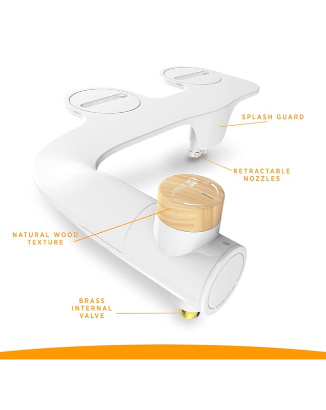 Photo 3 of Bio Bidet Essential Simple Bidet Toilet Attachment in White with Dual Nozzle, Fresh Water Spray, Non Electric, Easy to Install, Brass Inlet and Internal Valve