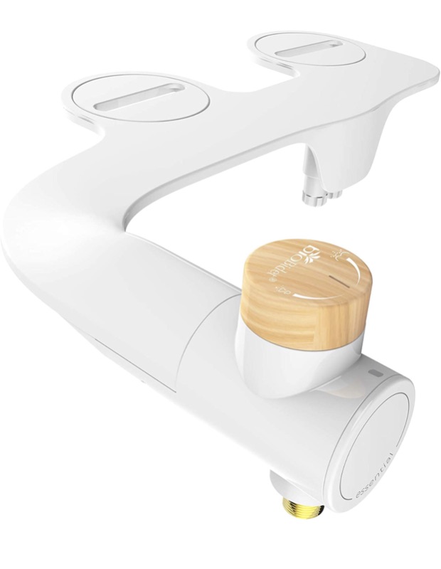 Photo 1 of Bio Bidet Essential Simple Bidet Toilet Attachment in White with Dual Nozzle, Fresh Water Spray, Non Electric, Easy to Install, Brass Inlet and Internal Valve