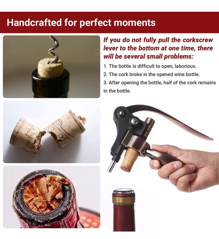 Photo 3 of Wine Bottle Opener Corkscrew Set-[2020 Upgraded] Holleringlan Wine Opener Kit With Foil Cutter,Wine Stopper And Extra Spiral