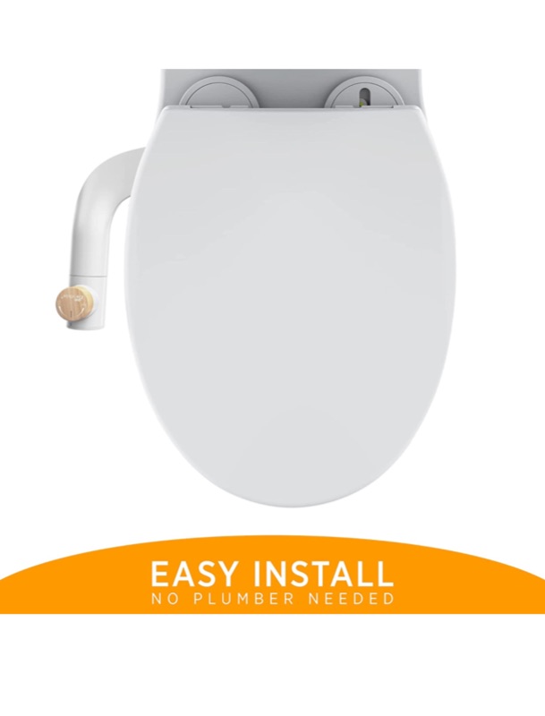 Photo 4 of Bio Bidet Essential Simple Bidet Toilet Attachment in White with Dual Nozzle, Fresh Water Spray, Non Electric, Easy to Install, Brass Inlet and Internal Valve
