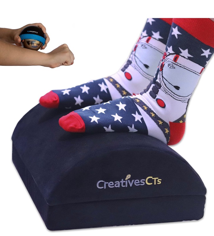 Photo 1 of Creatives CTS Foot Rest for Under Desk with Massage Ball.Soft Foam Ergonomic pad of high Resistance,2 Pads (Adjustable Height) and Base: Non-Slip Material. Support and Relief of Knee and Back