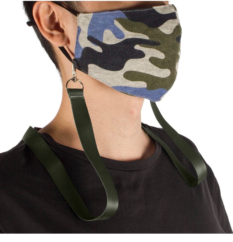 Photo 1 of Hanna Roberts Dual Layer Reusable and Adjustable Adult Fabric Face Mask with Lanyard Necklace Holder with Secured Hook, Designed for Kids and Adults (Grey Camo)