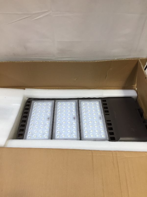 Photo 1 of 300W LED ShoeBox Pole Light Replacement (1000W HID Equal), 5000K CCT, 39,390 Lumen, 100-277VAC, Direct Mount, Surge Protector Included, Type III Distribution, IP65 Rated, DLC Qualified, UL Listed
