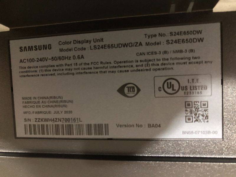 Photo 4 of Samsung LS24E65UDWG/ZA 24" S24E650DW 1920x1200 LED Monitor for Business,Black
