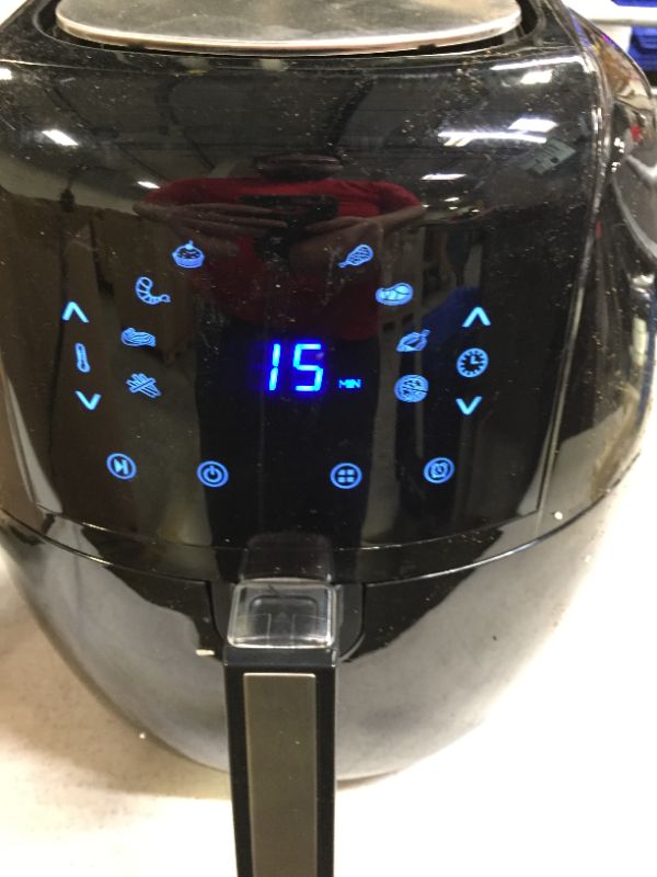 Photo 1 of 8-in-1 5.8 Qt. Black Electric Air Fryer with Recipe Book