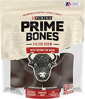 Photo 1 of Purina Prime Bones Natural Dog Treats Made in USA Rawhide Free Pasture-Fed Bison Filled Chew,