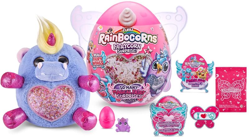 Photo 1 of Rainbocorns Fairycorn Surprise Hippo - 11" Collectible Plush Stuffed Animal - Ultimate Surprise Egg, Wearable Fairy Wings, Unicorn Slime Mix, Sparkle Sequin Heart, Ages 3+ by ZURU
