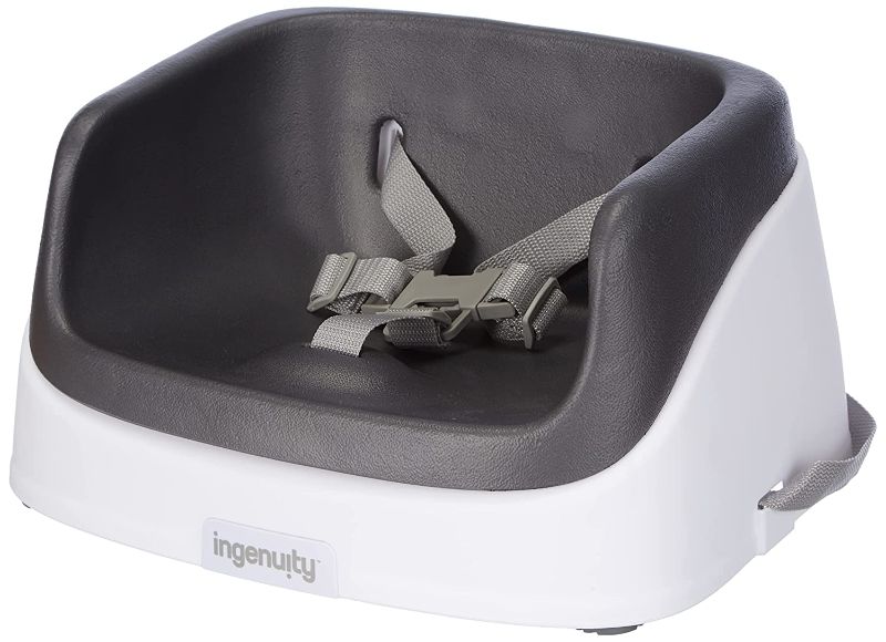 Photo 1 of Ingenuity Baby Base 2-in-1 Booster Feeding and Floor Seat with Self-Storing Tray, Slate
