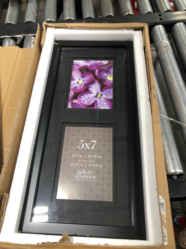 Photo 1 of Gallery Solutions 8x19 Black Wall Frame with Double Black Mat For Two 5x7 Pictures
