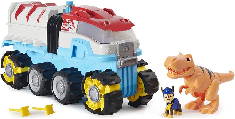 Photo 1 of PAW Patrol, Dino Rescue Dino Patroller Motorized Team Vehicle with Exclusive Chase and T. Rex Figures
