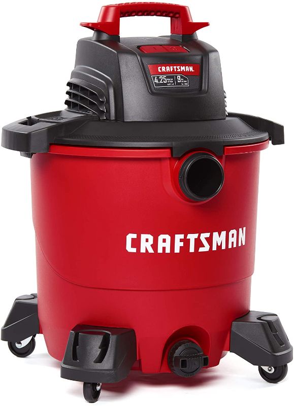 Photo 1 of CRAFTSMAN CMXEVBE17590 9 Gallon 4.25 Peak HP Wet/Dry Vac, Portable Shop Vacuum with Attachments , Red

