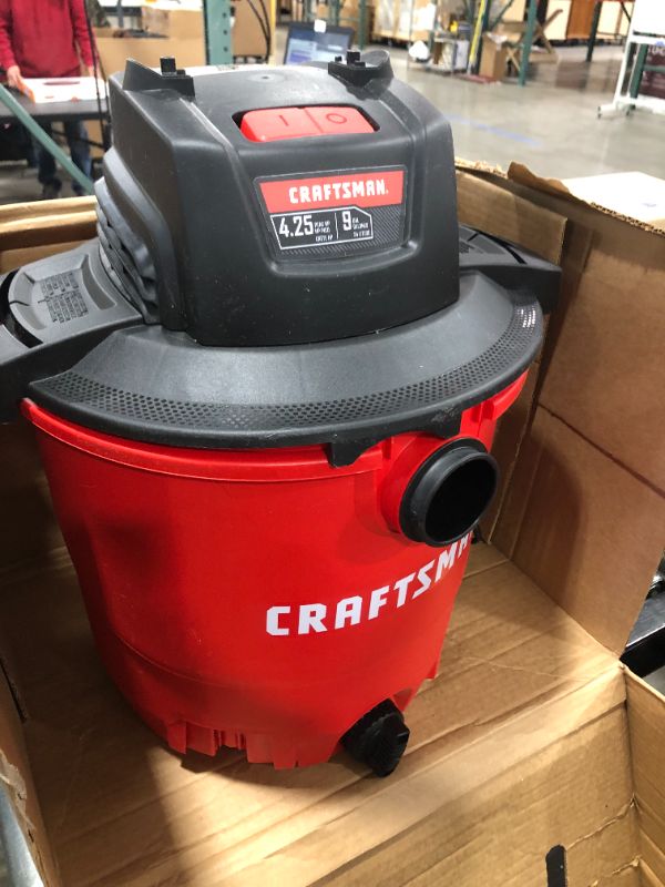 Photo 2 of CRAFTSMAN CMXEVBE17590 9 Gallon 4.25 Peak HP Wet/Dry Vac, Portable Shop Vacuum with Attachments , Red

