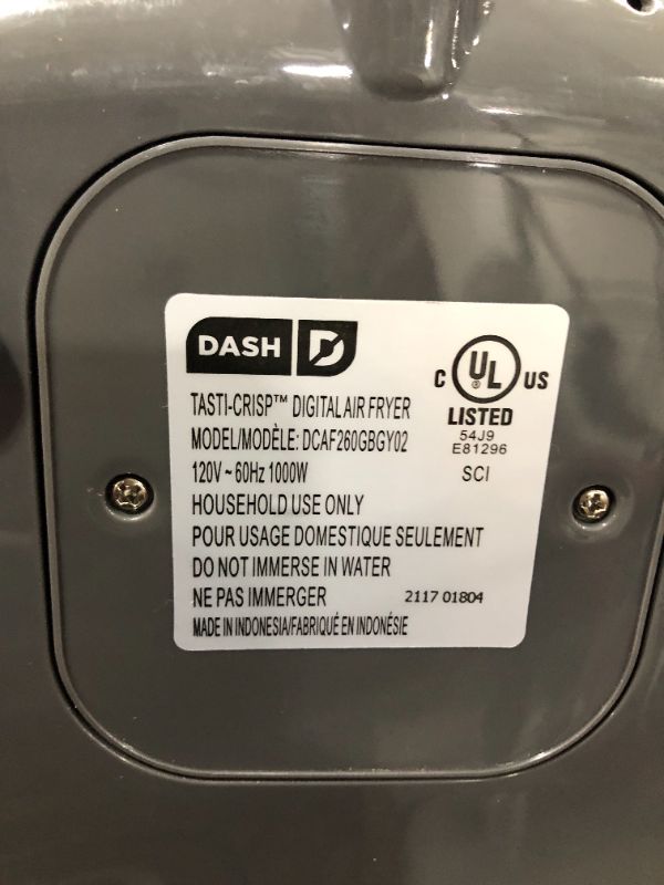 Photo 5 of Dash Tasti-Crisp Digital Air Fryer with AirCrisp® Technology, Custom Presets, Temperature Control, and Auto Shut Off Feature, 2.6 Quart - Cool Grey
