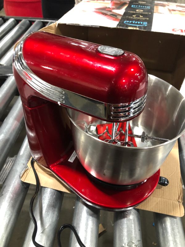 Photo 2 of DASH Stand Mixer (Electric Mixer for Everyday Use): 6 Speed Stand Mixer with 3 qt Stainless Steel Mixing Bowl, Dough Hooks & Mixer Beaters for Frosting, Meringues & More - Red, DCSM250RD
